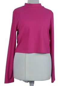 Dámské fuchsiové žebrované crop triko Primark 