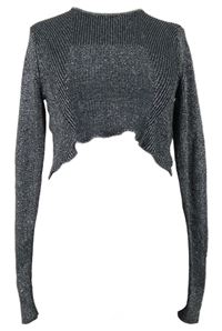 Dámský tmavošedo-stříbrný melírovaný crop svetr H&M
