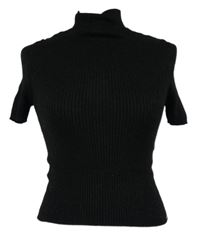 Dámske čierne trblietavé crop svetrové tričko so stojačikom Don´t call me Jennyfer