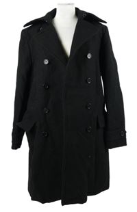 Pánský černý vlněný kabát H&M 