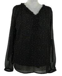 Dámska čierna šifónová kvietkovana blúzka Blue Motion