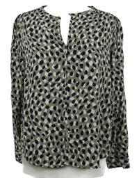 Dámská šedo-tmavomodro-bílá vzorovaná halenka C&A