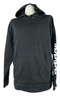 Pánská černá mikina s logem a kapucí Adidas 