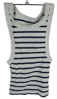 Dámský bílo-tmavomodrý pruhovaný crop top Primark 