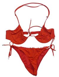 Dámské červené dvoudílné plavky Calvin Klein 