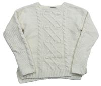 Smotanový sveter s copánkovým vzorom Matalan