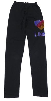 Čierne legíny s překlápěcími flitre