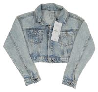 -Nové Modro-biela rifľová crop bunda Primark