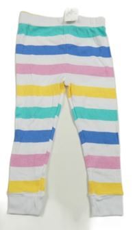 Nové - Bielo-farebné pruhované spodné nohavice