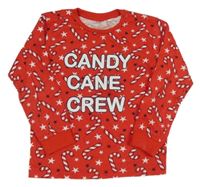 Červené vzorované pyžamové tričko s nápisom