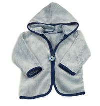 Tmavomodro-bílá chlupatá propínací mikina s kapucí Ergee