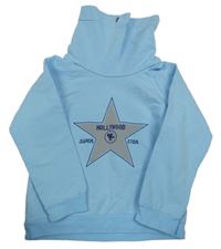 Svetlomodrá tenká mikina s rolákom a hviezdou