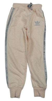 Růžovo-béžové melírované tepláky s logem Adidas
