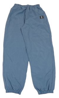 Modrošedé šušťákové cuff nohavice Shein