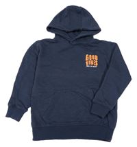 Tmavomodrá mikina s nápisom a kapucňou Dopodopo