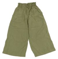 Khaki široké kalhoty Zara