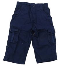 Tmavomodré plátenné nohavice s vreckami zn. M&S