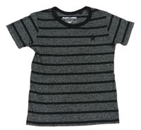 Sivo-čierne melírovano/pruhované tričko Next