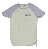 Bílo-lila crop tričko s nápisom H&M