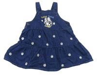 Tmavomodré riflové šaty s kytičkami a Daisy Disney