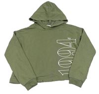 Khaki crop mikina s číslom a kapucňou H&M