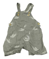 Sivé plátenné na traké kraťasy s vtáčky H&M