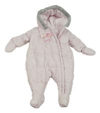 Světlerůžová šusťáková zimní kombinéza s kočkou a kapucí Mothercare