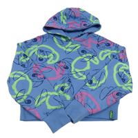 Modro-zeleno-ružová crop mikina so Stitchem a kapucňou Primark