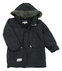 Černá šusťáková zimní bunda s kapucí F&F