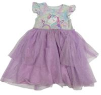 Barevné batikované bavlněno/tylové šaty s jednorožcem Primark