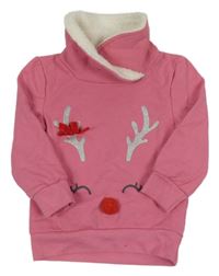 Ružová mikina so sobom a komínovým golierom Topolino