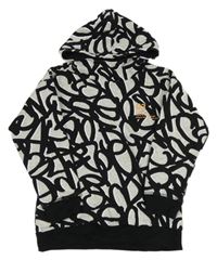 Šedo-černo-bílá vzorovaná mikina s kapucí Nutmeg