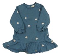 Modrošedé puntíkaté teplákové šaty 