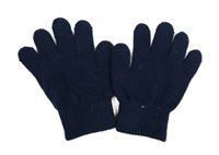 Tmavomodré prstové pletené rukavice 