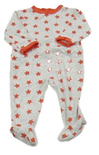 Šedý sametový overal s hvězdami a červeným lemem 