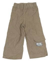 Hnedé menšestrové nohavice s vreckom