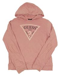 Růžová mikina s logem a kapucí Guess vel. 176