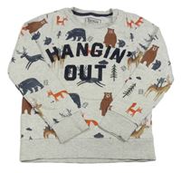 Svetlosivá melírovaná mikina so zvířaty a nápisom C&A