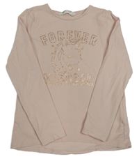 Růžové triko s jednorožcem a nápisem H&M