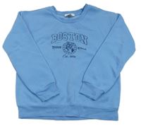 Modrá mikina s nápisem a pejskem 