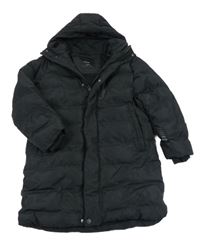 Čierna šušťáková zimná dlhá bunda s kapucňou Next