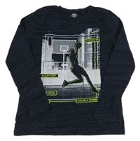 Tmavomodré melírované tričko s basketbalistou Yigga