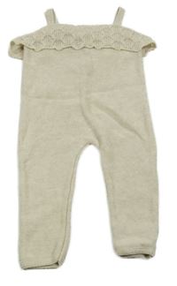 Béžový pletený kalhotový overal s volánky Zara