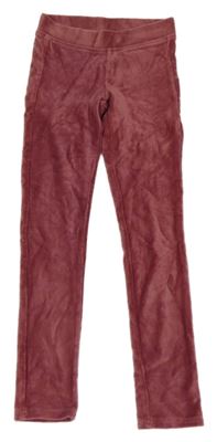 Ružové zamatové rebrované tregíny Alive