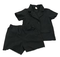 2set - Černá košile + kraťasy Shein