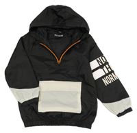 Černo-bílá šusťáková jarní bunda s kapucí Pocopiano