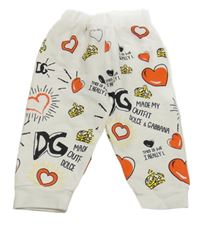 Bielé tepláky so srdíčky D&G