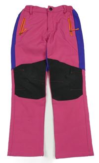 Růžovo-fialové softshellové kalhoty 