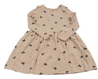 Pudrové bavlnené šaty s motýly H&M