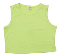 Neónově zelený rebrovaný crop top Shein